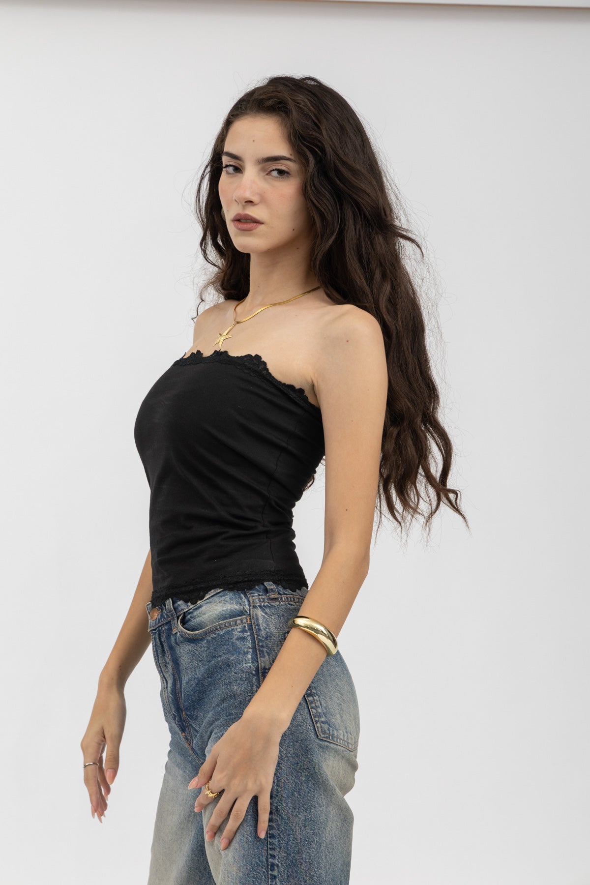 Peppers Lace Tube Top Black