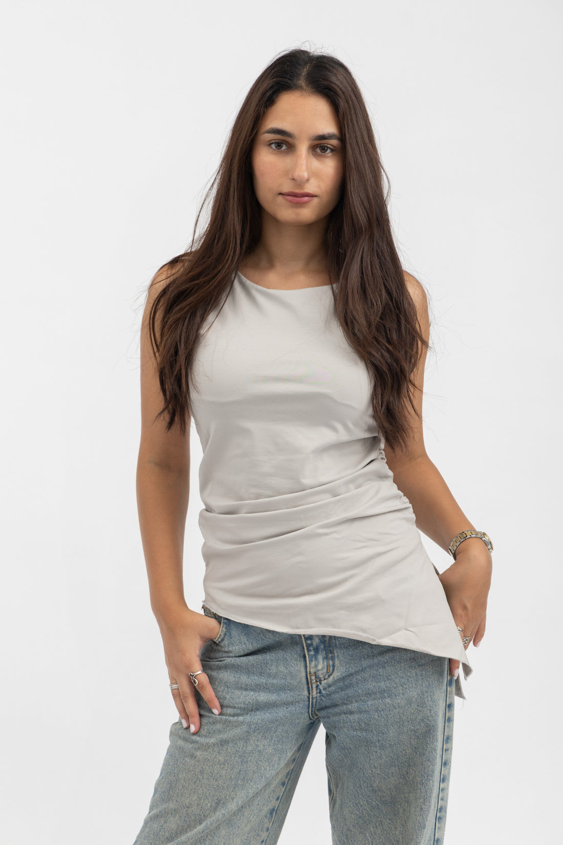 Peppers Drape Top Grey