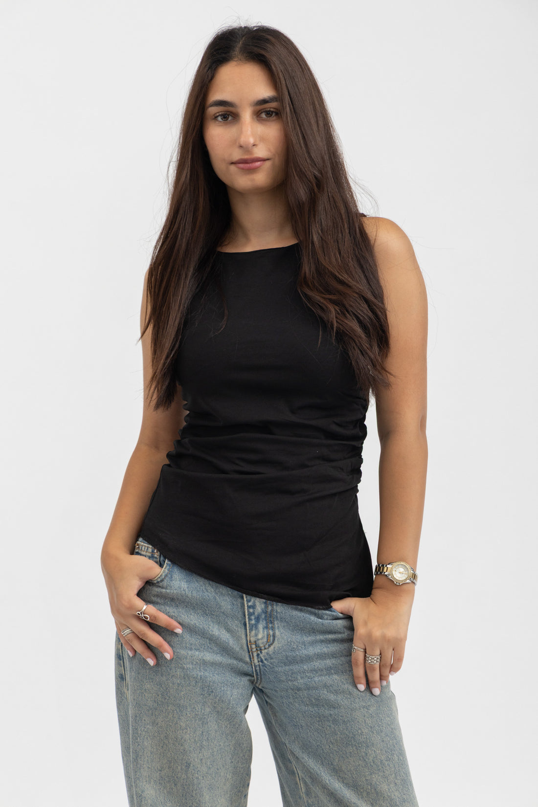Peppers Drape Top Black
