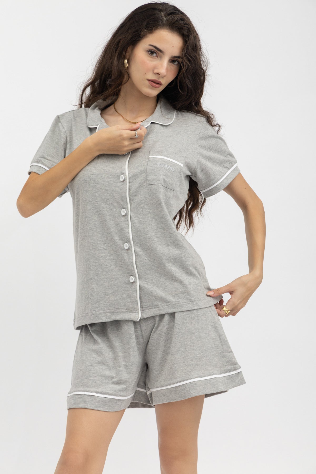 Peppers 3 Piece PJ Set Grey