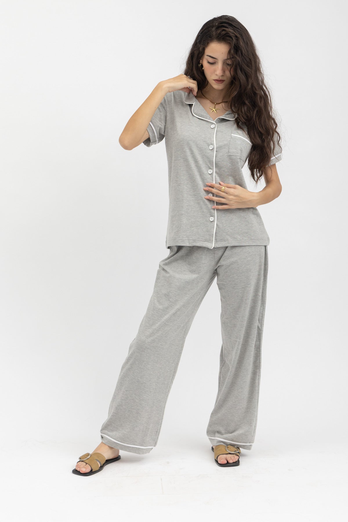 Peppers 3 Piece PJ Set Grey