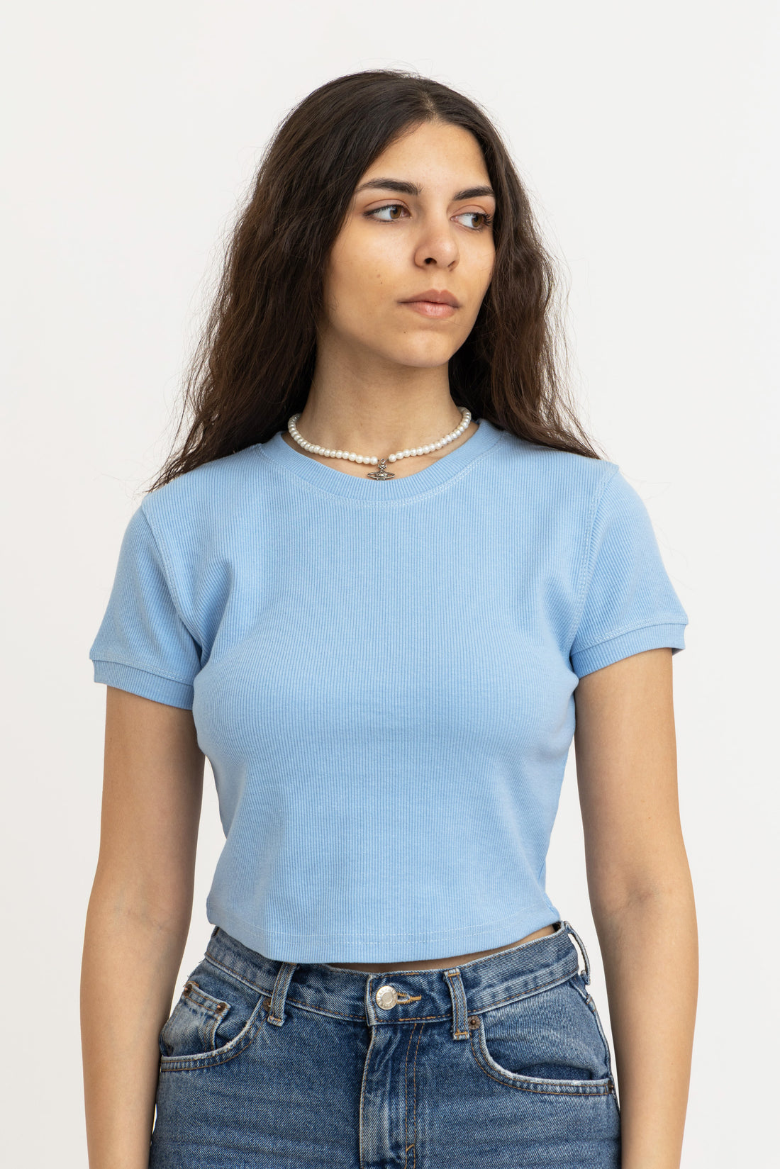Baby Blue Ribbed Crop Top