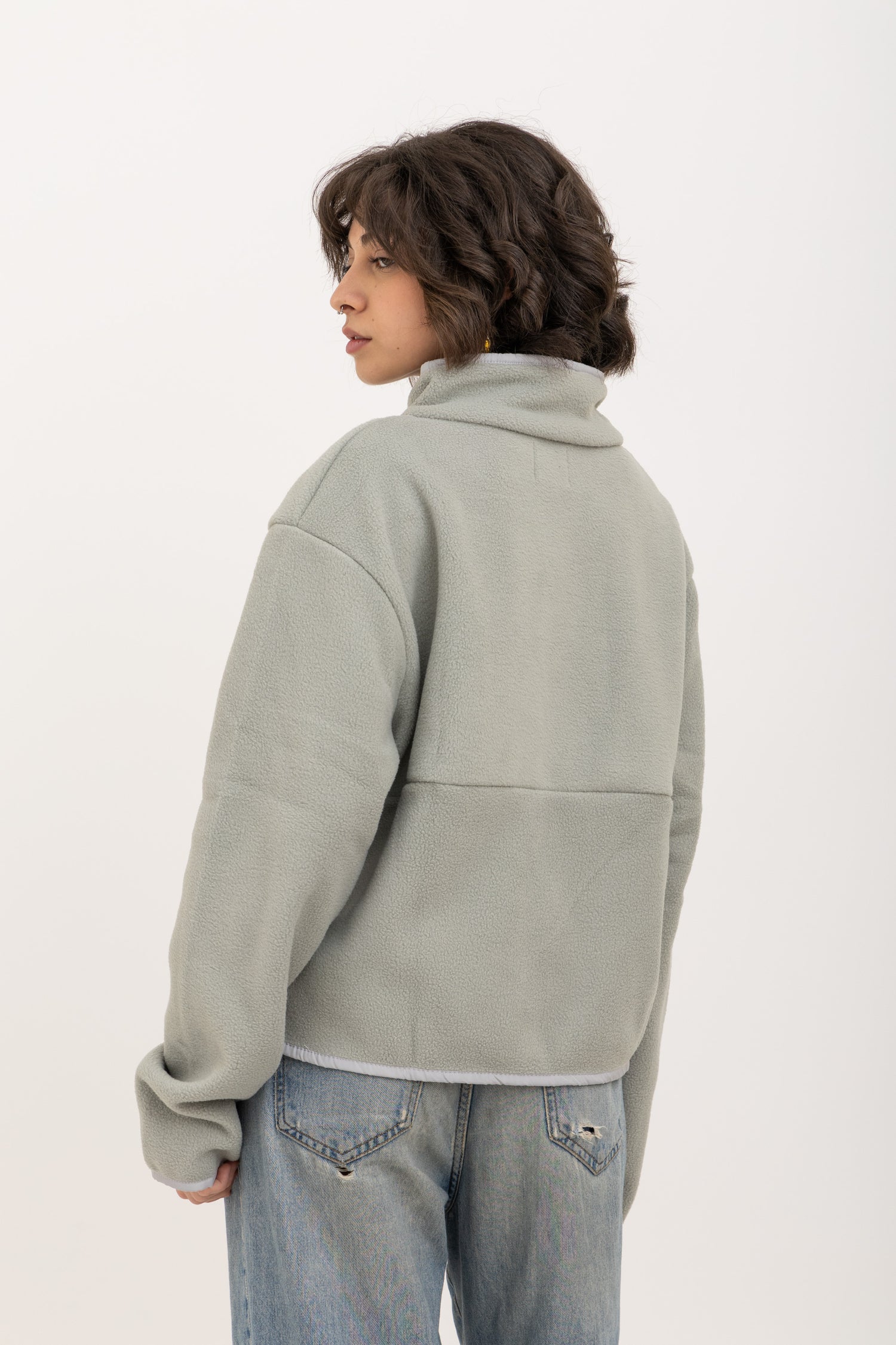 Light Gray Half Zipped Wave