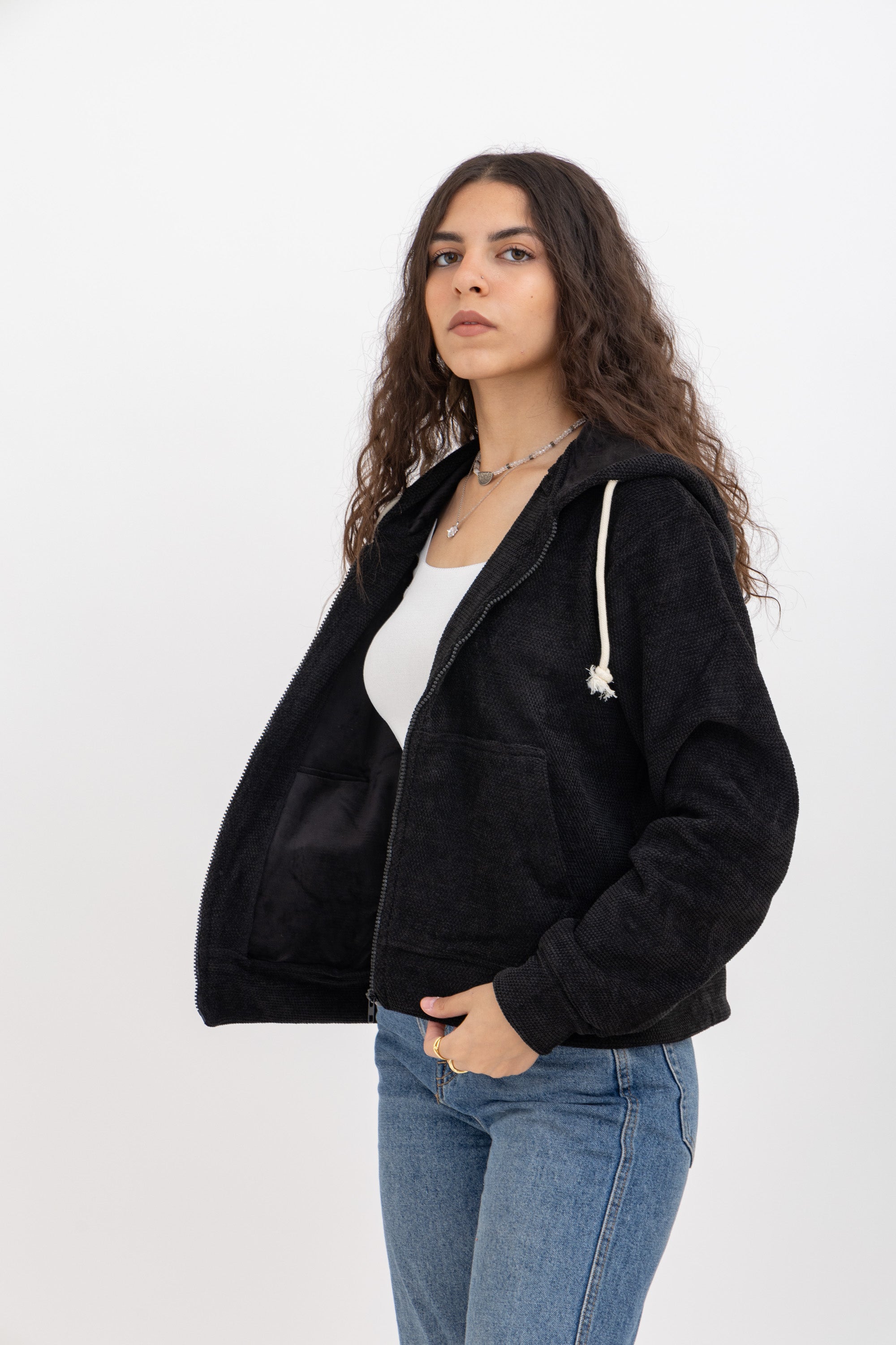 Black Waffle Knit Jacket