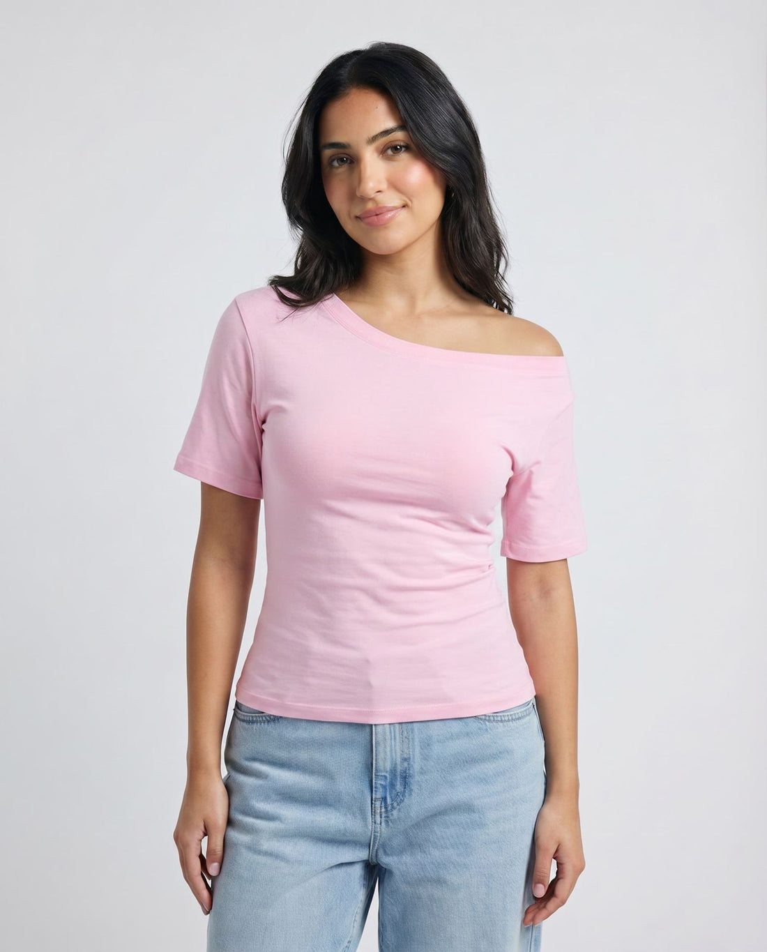 Off-Shoulder Tee Pink