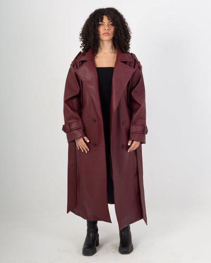 PRE-ORDER Sizzling Burgundy Leather Coat