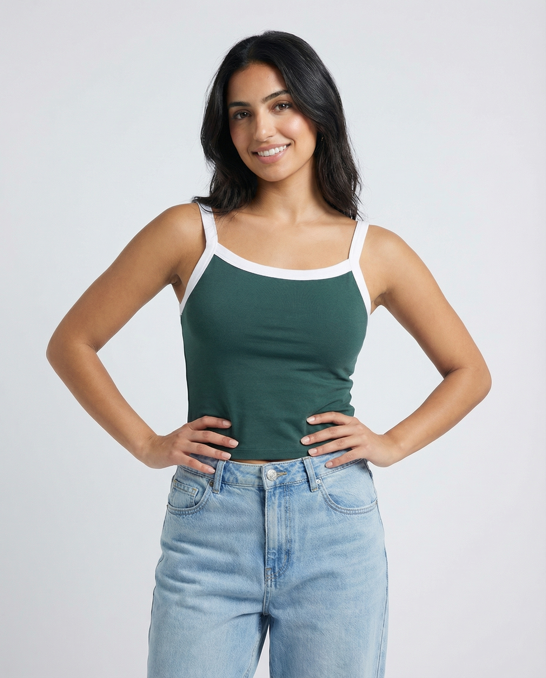 Contrast Top Olive