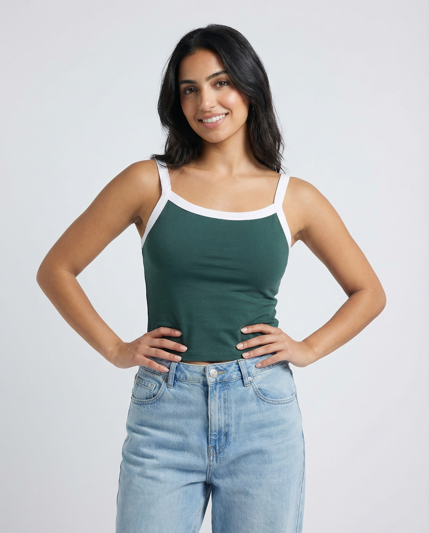 Contrast Top Olive