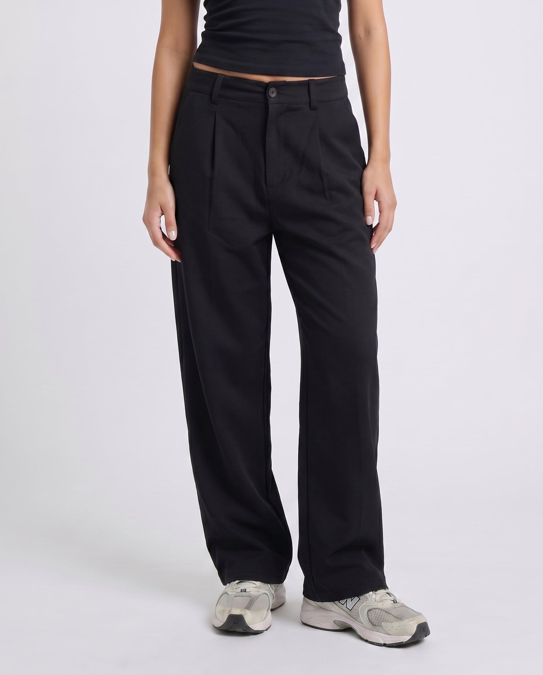 Black Tailored Wide-Leg Pants