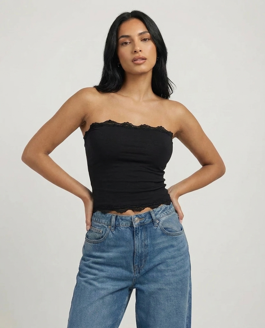 Peppers Lace Tube Top Black